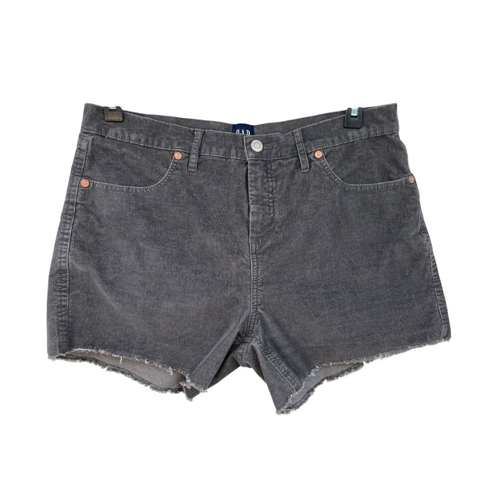 Gap Corduroy Shorts Womens 12 Gray Raw Hem High Rise Used
